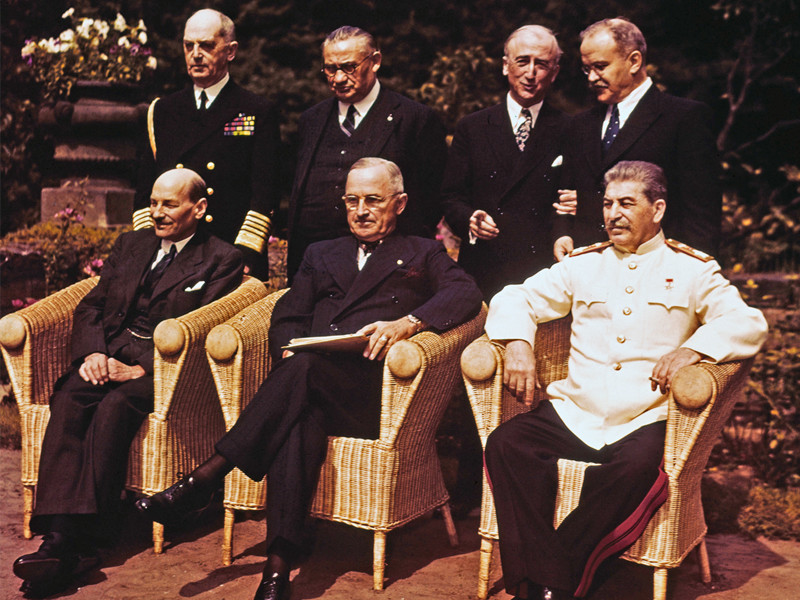 Representatives from the Soviet Union, UK and US at the 1945 Potsdam Conference in Potsdam, Germany.