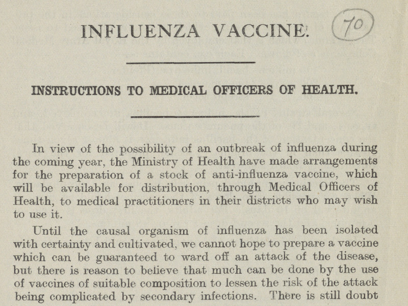 Instructions for medical officers regarding influenza vaccination