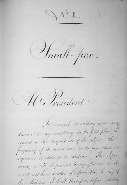 Page of handwritten text titled Small-pox.
