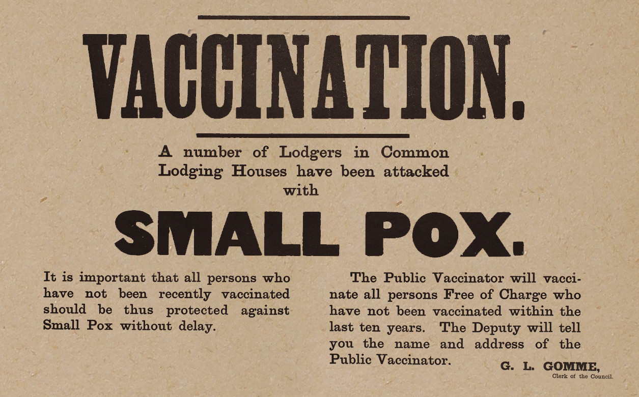 Black text on beige paper. The title reads VACCINATION.
