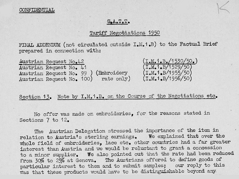 View volume: Documents relating to the General Agreement on Trade and Tariffs (GATT), 1947-1961.