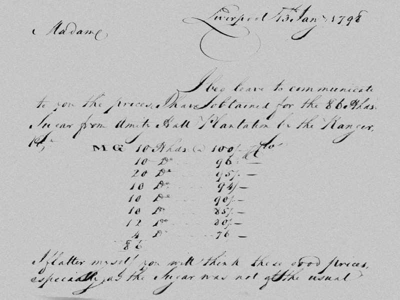 Section of a handwritten letter dated 13 January 1798.