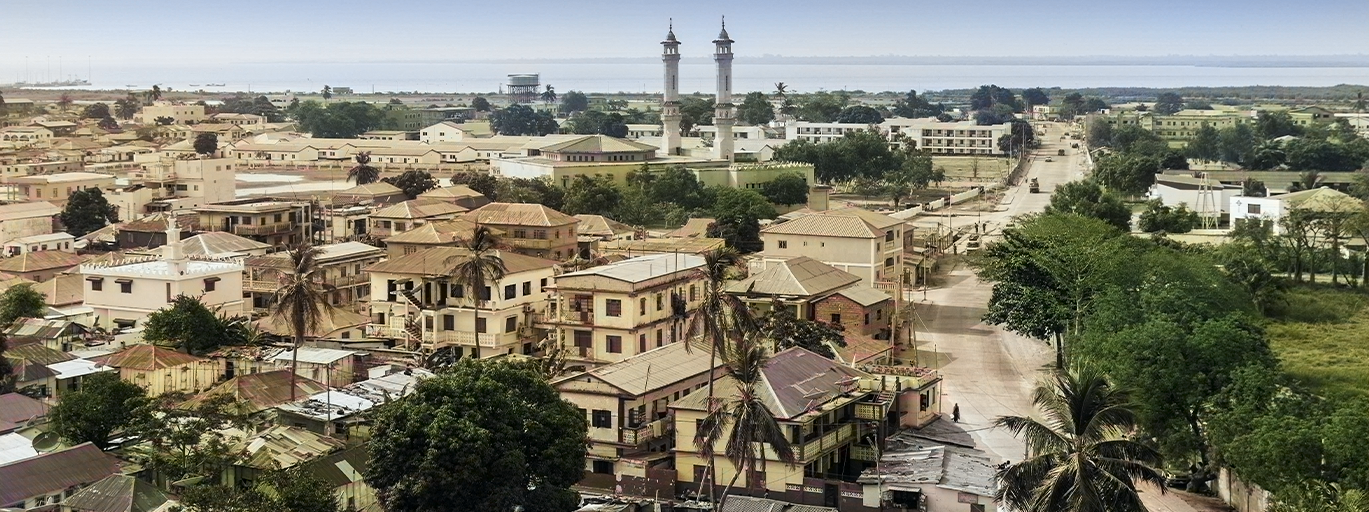 A panoramic city view of Gambia.