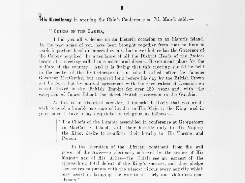 Section of the transcribed speech which opened the Chief's Conference on 7th March.