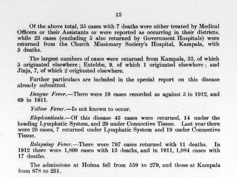 Section of a report regarding disease.