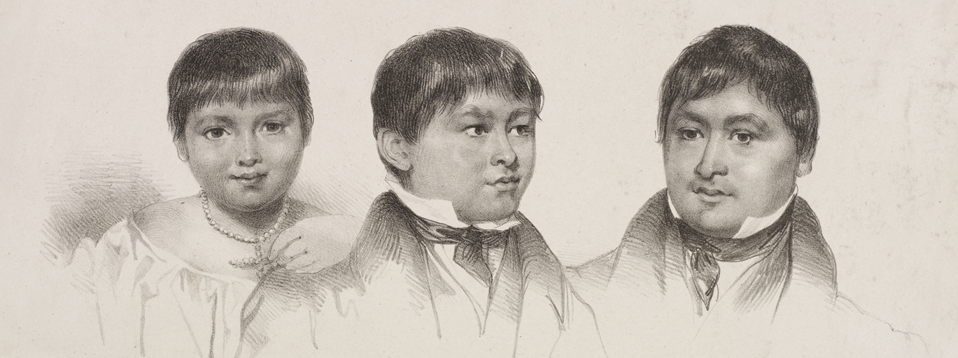 The Three Fuegians (Fuegia Basket, Jemmy Button, York Minster) brought to England by Captain Robert Fitz-Roy, 1831.