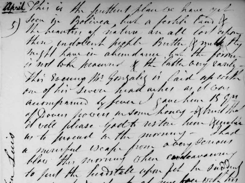 Section of a handwritten journal, dated April.