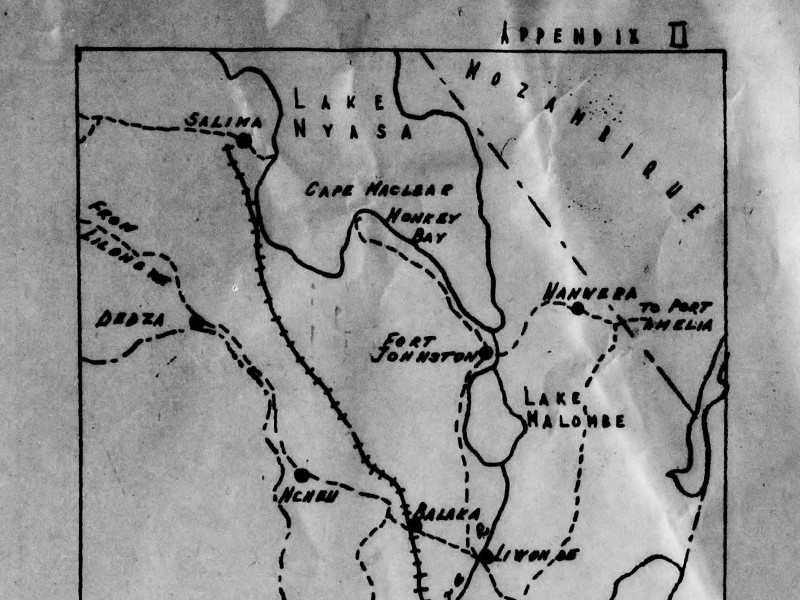 Section of a map of Malawi.