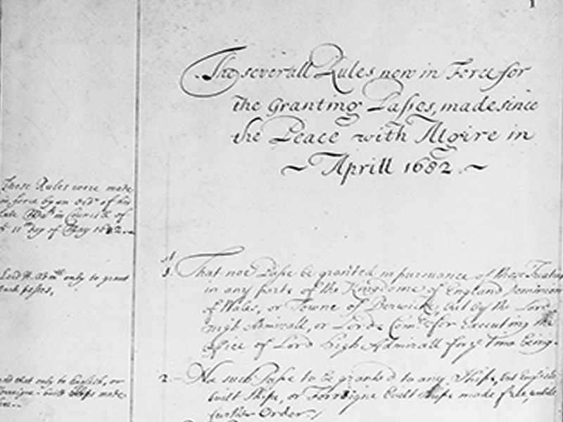 1682 document outlining rules for granting Mediterranean passes