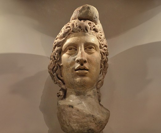 The marble head of Mithras.